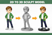 sculpt 2d image to 3d model, 2d to 3d miniatures tabletop for 3d printing