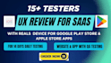 do app testing and website testing, QA, iphone, ipad, and android user testing