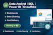 build sql queries, snowflake data models and power bi dashboards
