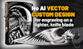 custom design vector laser engraving on lighter, knife blade