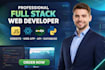 do website development as full stack web developer, front end, backend developer