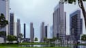 model 3d architectural render, high rise office building, commercial development