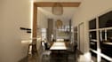design small space 3d family store interior,dining area decor,bar counter render