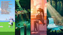 create lofi pixel animation, pixel background, loop animation and animated gif