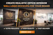 create realistic office interior wall logo mockups for your brand