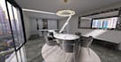 create a 3d luxury kitchen and open space dining interior design