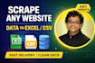 do web scraping data extraction and provide clean excel CSV