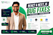 fix react next js and frontend bugs