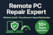remote PC laptop repair and desktop troubleshooter, windows installation