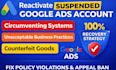 reactivate google ads circumventing system suspended disapproved issues appeal