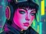 draw digital portrait in style cyberpunk