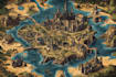 illustrate a gorgeous game fantasy dnd map