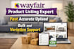 upload and create product listings on wayfair professionally