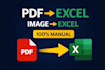 convert PDF or image to excel manually with high accuracy