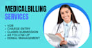 medical billing, charge entry, payment posting, and denial handling