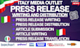 do italy business press release writing and publication on italy media outlets