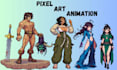 create pixel art animation, pixel art character, sprite sheet, 2d pixel art