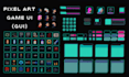 do pixel ui design, menu hub icon props items, gui, tileset, pixel art ui