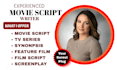write a professional screenplay, movie script, TV series script