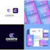 design gradient minimalist logo and complete brand kit