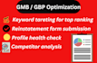 create and optimize your gmb account and gbp setup