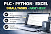 help with plc programming, structured text, python scripts, and excel