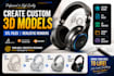 create custom 3d models, stl files, and renders