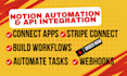 build notion api integration, webhook, oauth, stripe and n8n automation