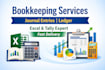 do bookkeeping,journal entries and ledger in excel