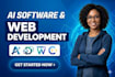 develop ai software, full stack web apps, backend and frontend development
