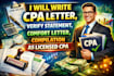 write cpa letter, verify statement, comfort letter, compilation as licensed cpa