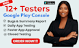 provide all pages user testing for website apps closed testing 12 testers