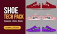 professional shoe tech pack footwear sneaker design technical drawing flat