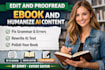 edit proofread ebook book editing and rewrite ai content humanize text