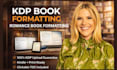 do romance book formatting for amazon KDP