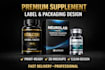 create high end supplement bottle label and box packaging design for medic