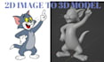convert 2d image to 3d printable stl model and action figures model in 3d design