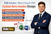 custom xero invoice template editable receipt word excel pdf billing design