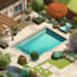 do landscape design with front yard, backyard design, pool, deck, garden design