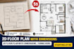 convert sketch to professional 2d autocad floor plan
