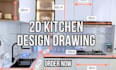 design a complete 2d kitchen drawing, kitchen plan, cabinet layout, interior