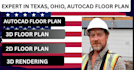 do texas, ohio autocad 2d floor plans, 3d house plan and 3d floor plan design