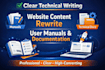 rewrite your website content, write user manuals technical documentation