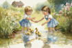 create whimsical watercolor children illustration