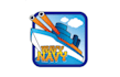 design wavy navy mobile game logo
