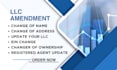 do llc amendment,name change,ownership change,address,registered agent,reinstate