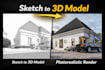 convert sketch to 3d model and photorealistic house rendering