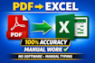 manual PDF to excel conversion