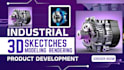 do industrial product development, drawing 3d sketches product visualization