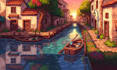 create your pixel art background scene landscape and illustration